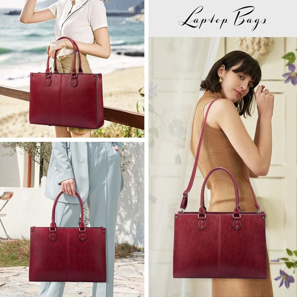 Women's Laptop Bag - Burgundy Professional Tote